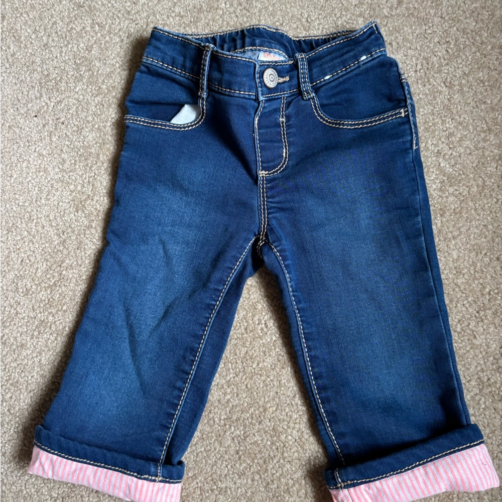 Gymboree Blue Jeans with Pink Cuffs